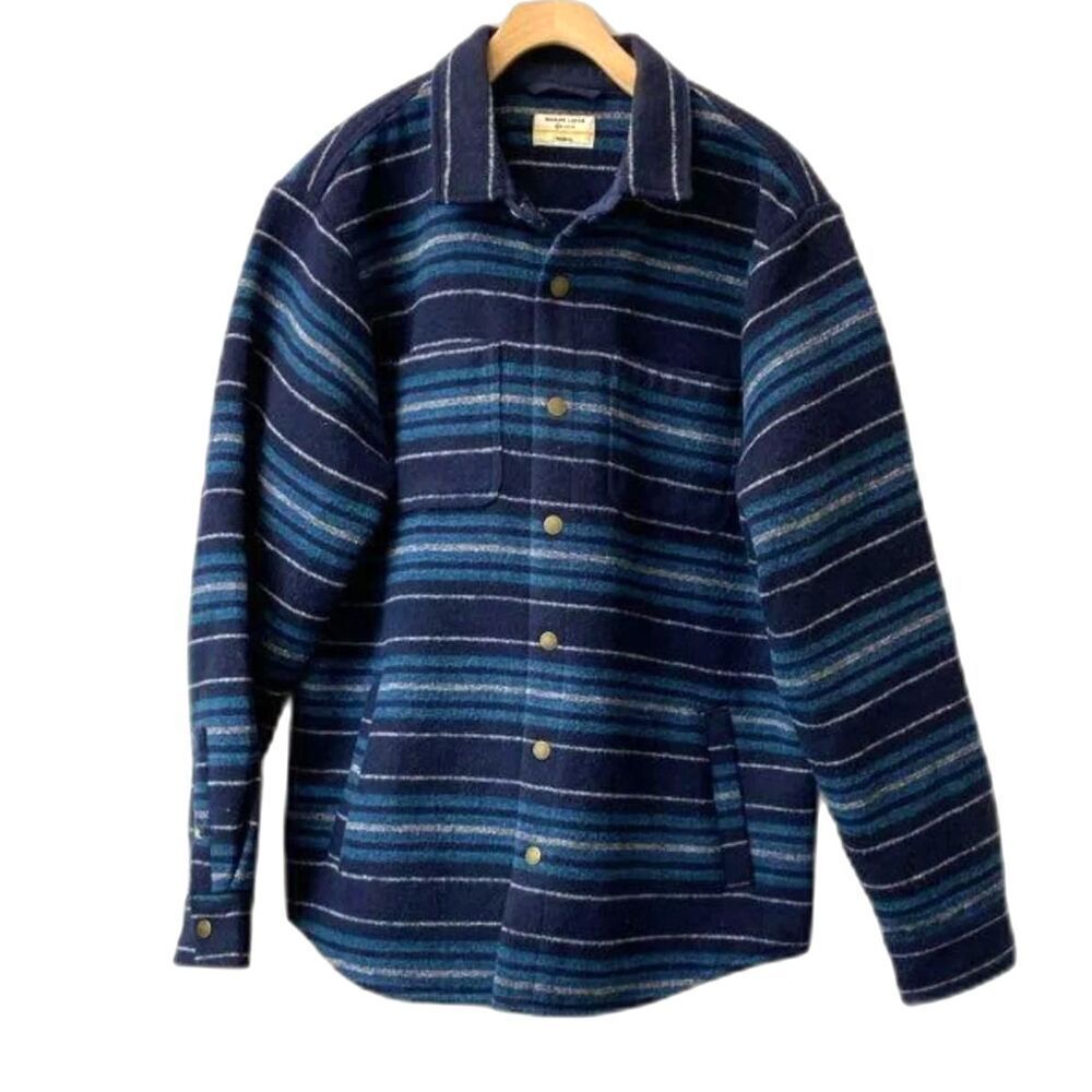 Marine Layer Mens Blue Striped Long Sleeve Button Front Shirt Jacket M (no size) - Picture 2 of 12